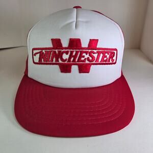 Vintage Winchester Trucker Hat Red White Mesh Snapback Yupoong 80s 90s